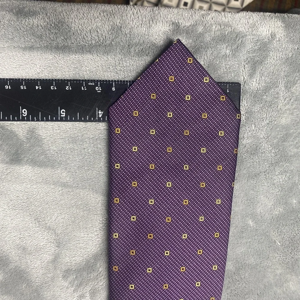 David Donahue Tie Mens One Size Purple 100% Silk Geometric Classic Woven Necktie
